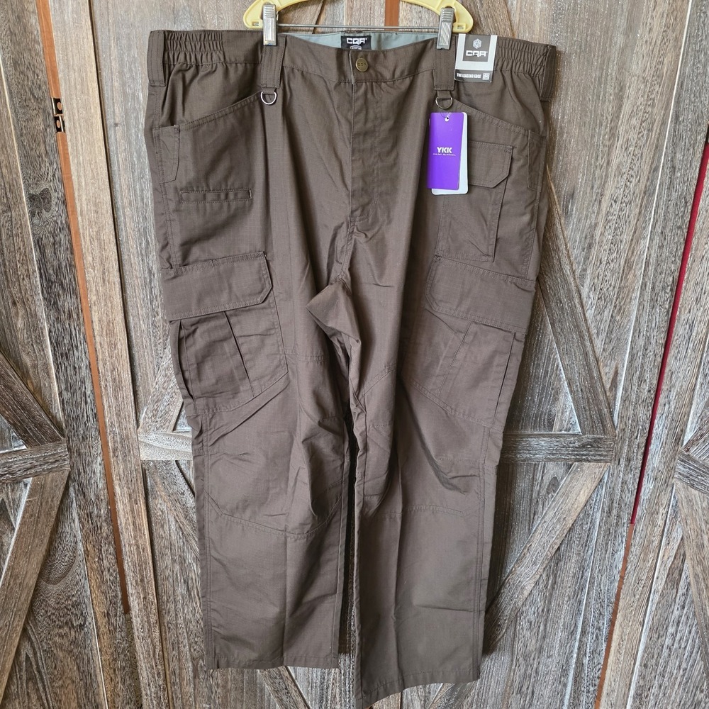 CQR Pants Men's Size‎ 44x30 Dark Brown Tactical Water Resistant Ripstop Cargo